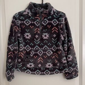 Jumping Beans Geometric Fleece Jacket - Black and Pink